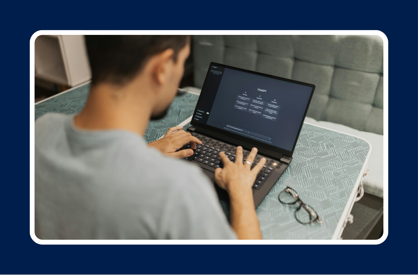 Person using a laptop with ChatGPT open, representing AI upskilling to future proof your career.