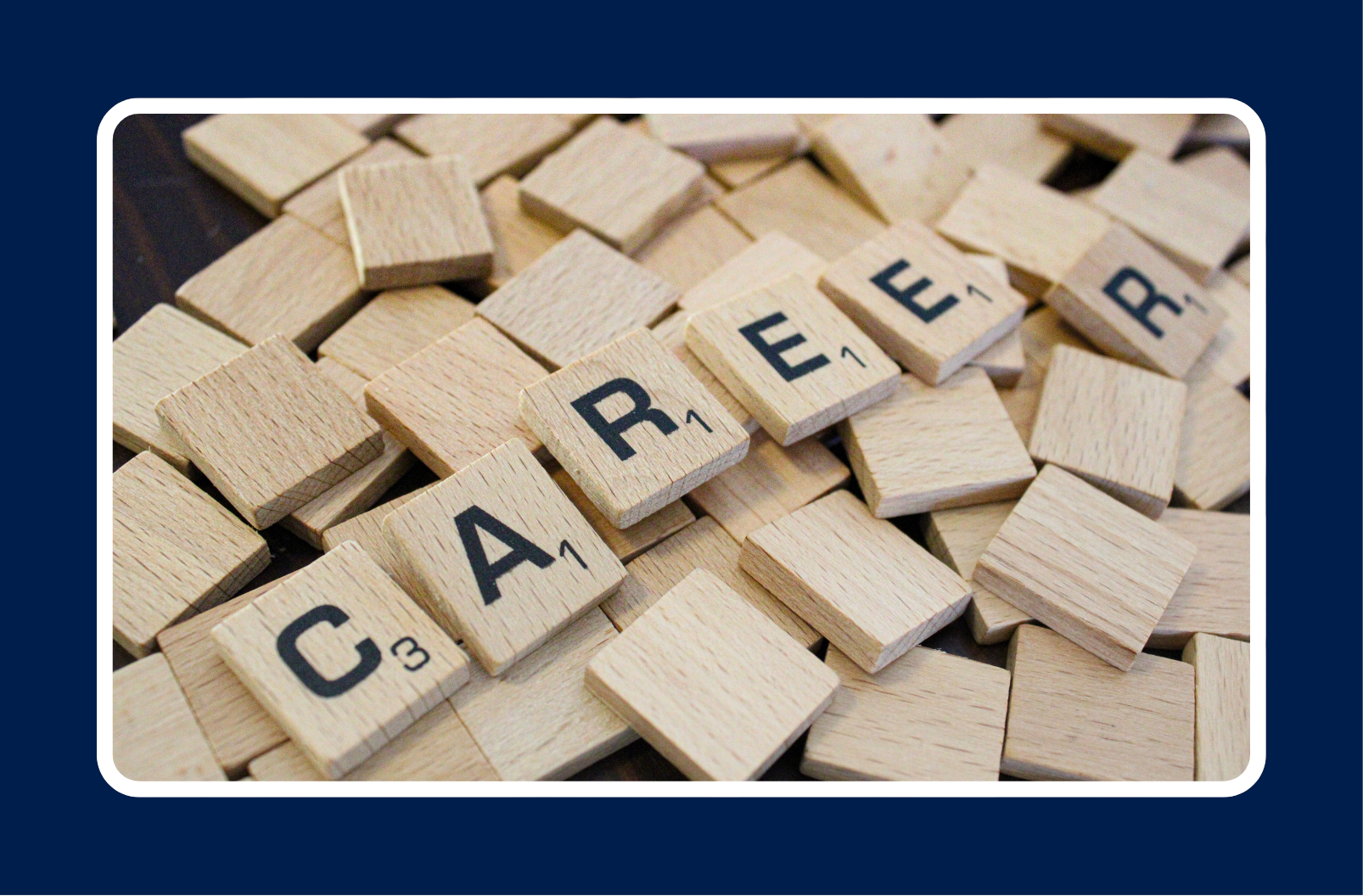 Scrabble tiles spelling out "CAREER" representing the importance of building a clear engineering career ladder for technical teams
