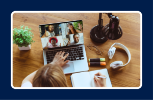 Remote employee on a video call with teammates — how to stay visible while working remotely