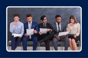 Job candidates preparing for interviews, illustrating how to evaluate job candidates beyond a list of qualifications.